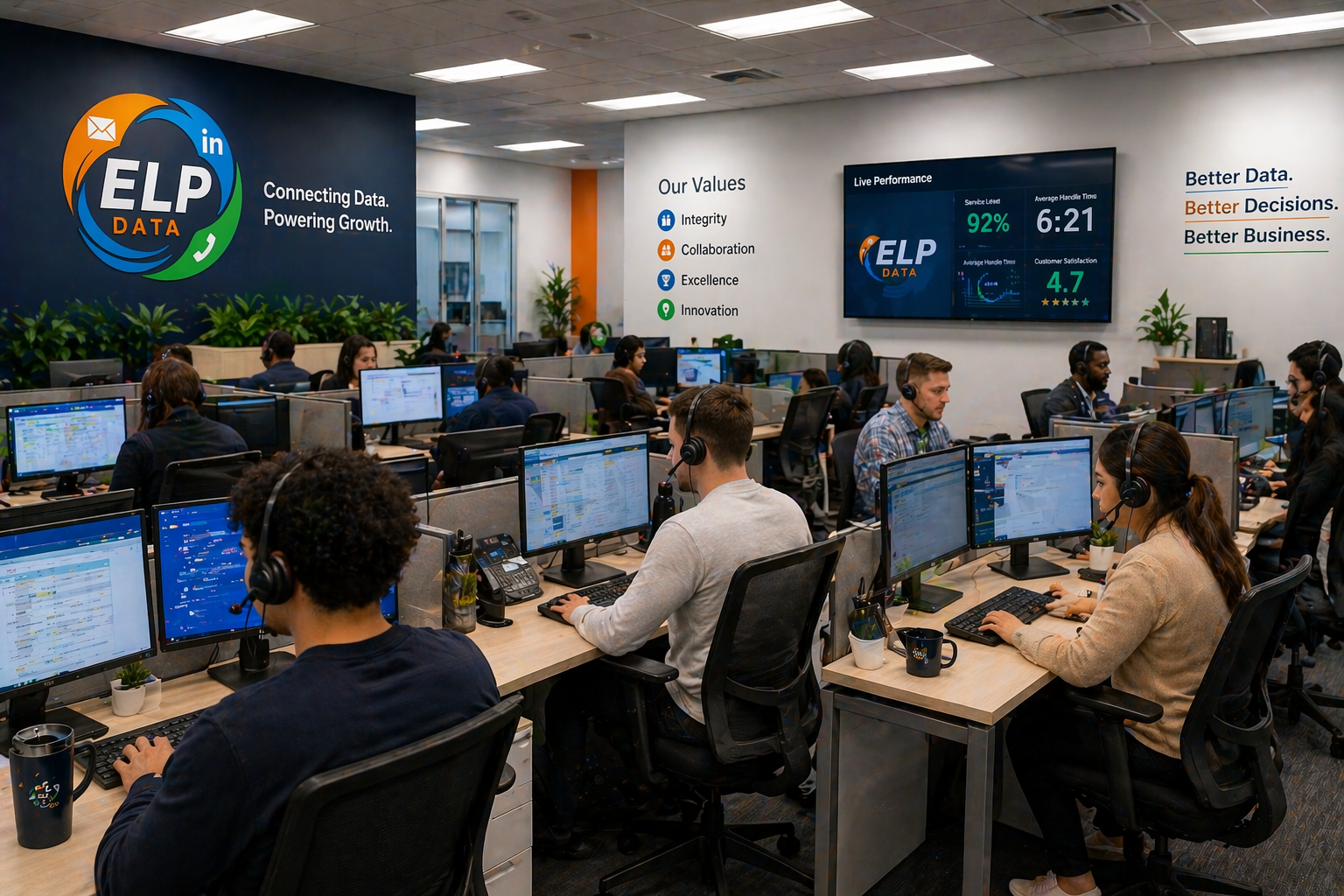 ELP Data operations floor — live performance dashboards