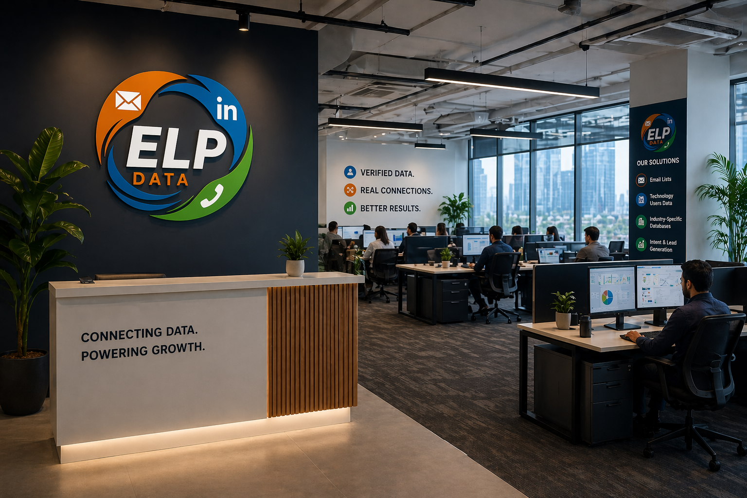 ELP Data office reception — Verified Data. Real Connections. Better Results.